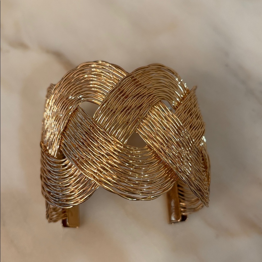 Exaggerated Statement Cuff Bracelet With Weave Te… - image 7